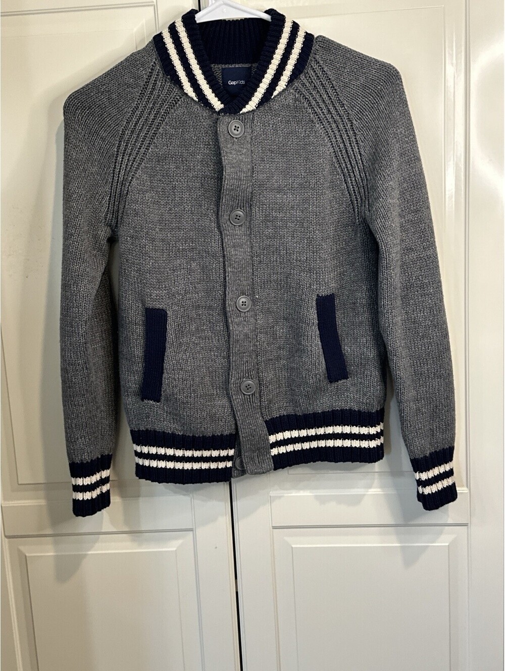 Gaps Kids Button Front Grey Knit Cardigan Sweater M